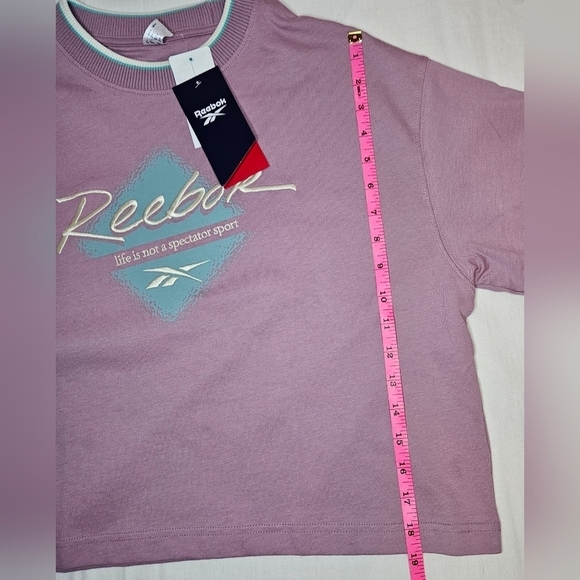 Reebok Pink Retro Logo Graphic Sweater Tee NWT 20" PTP - Picture 11 of 13